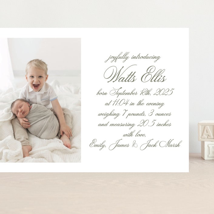 "Walden" - Birth Announcements in Fern by Megan Davis - Front