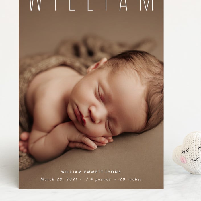 "Skyline" - Birth Announcements in Pearl by Sara Hicks Malone - Front