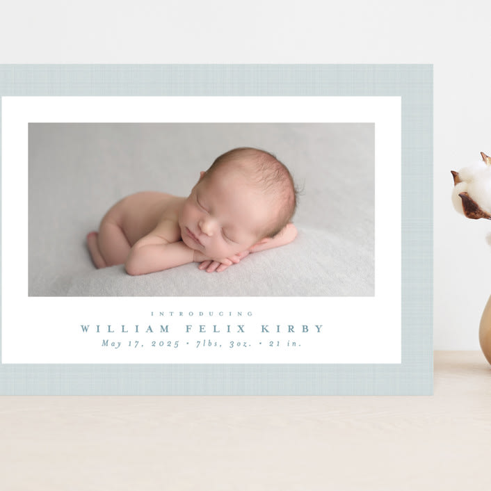 "Linen frame" - Birth Announcements in Powder by Lea Delaveris - Front