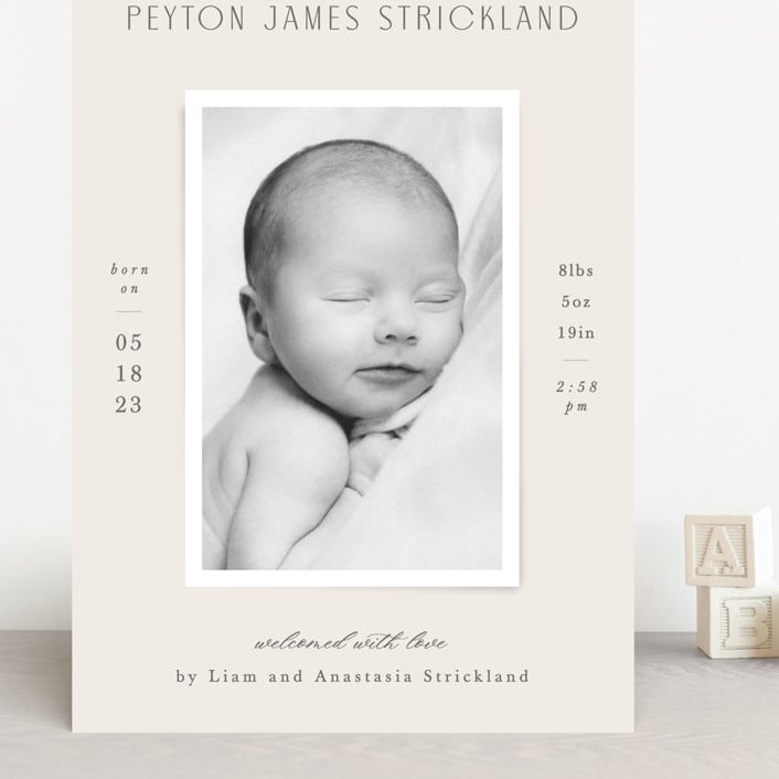 "Classical" - Birth Announcements in Cream by Hooray Creative - Front
