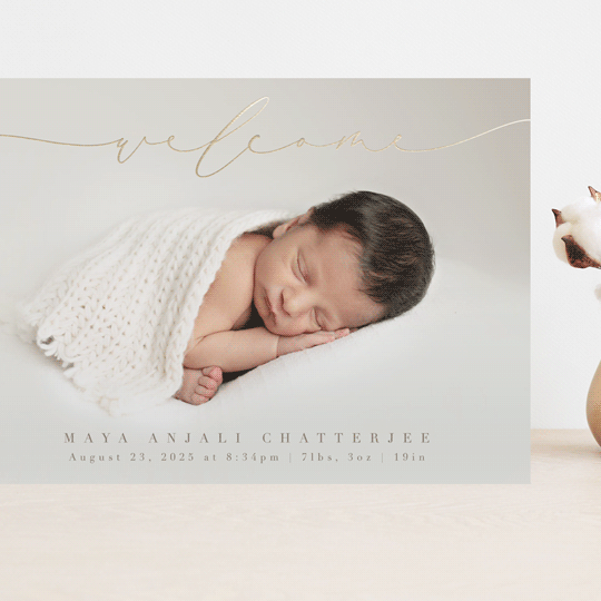 "Blissful Welcome" - Birth Announcements in Fawn by Olivia Raufman - Front