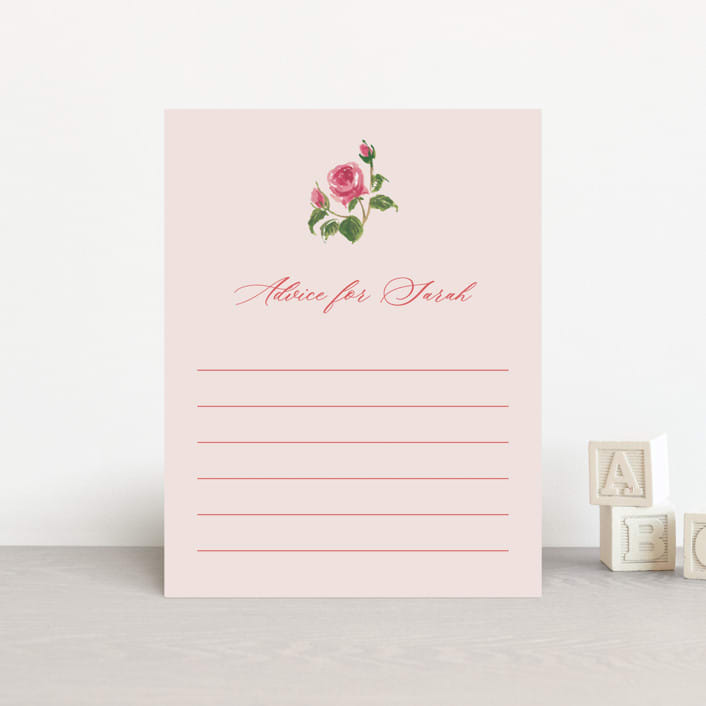 "Romantic Roses" - Baby Shower Insert Cards in Blush by Teju Reval - Front