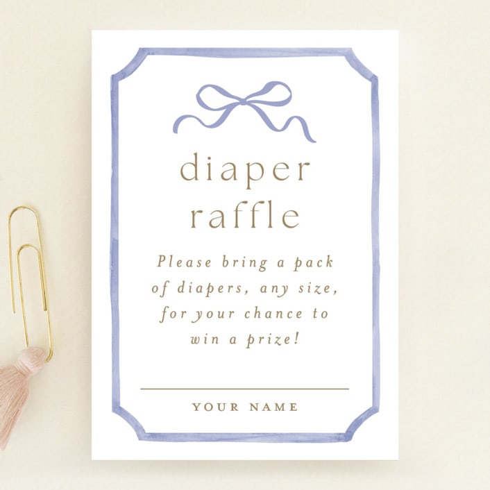 "Floral Crested" - Baby Shower Mini Insert Cards in Icing by Everett Paper Goods - Front