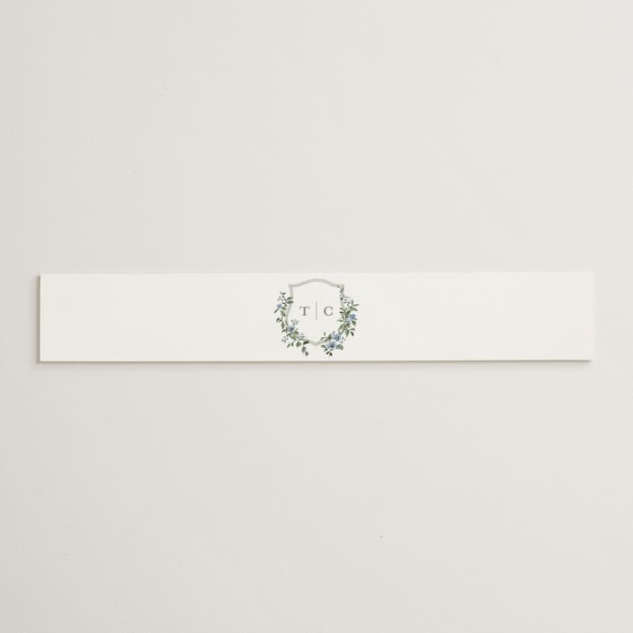 "Foliage Crest" - Belly Bands in Sky by Everett Paper Goods - Assembled with Invitation