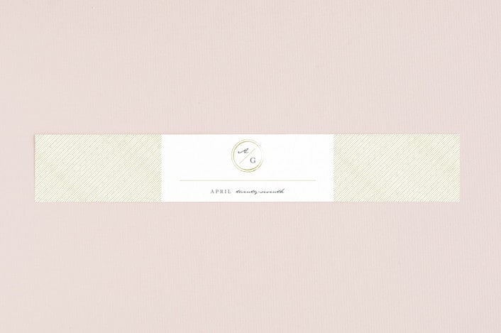 "Monogram Circle Stamp" - Belly Bands in Antique White by fatfatin - Assembled with Invitation