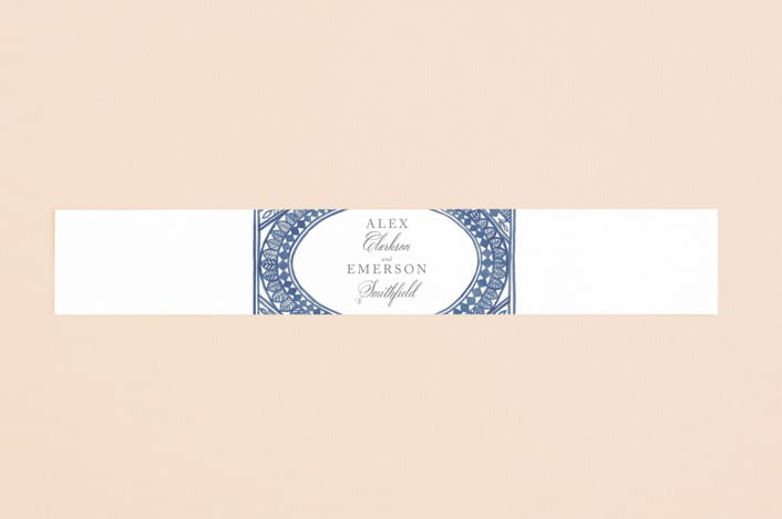 "Ornate Watercolor Frame" - Belly Bands in Lapis by Katharine Watson - Assembled with Invitation
