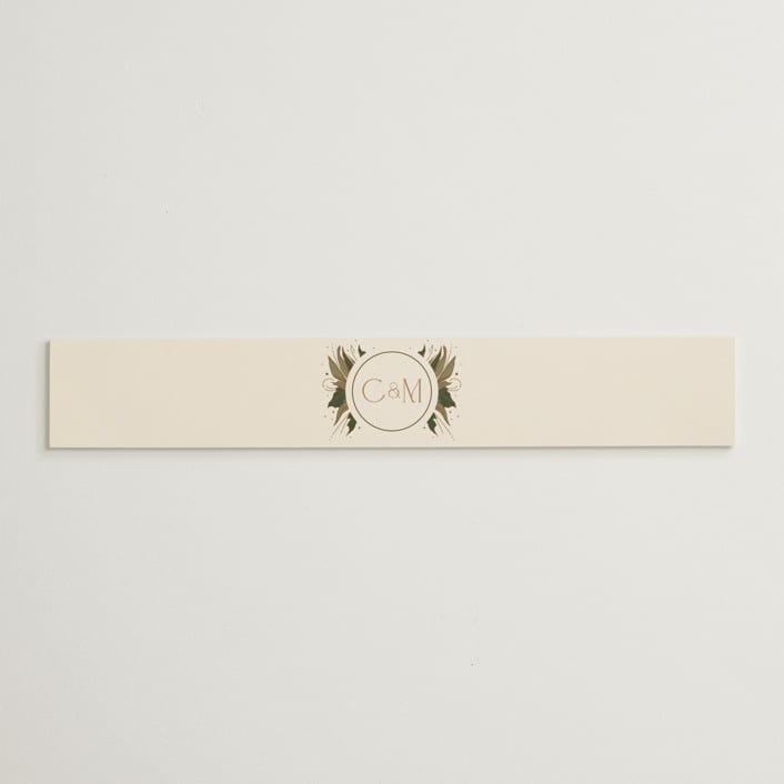 "Elegant Leaves" - Belly Bands in Slate by GeekInk Design - Assembled with Invitation
