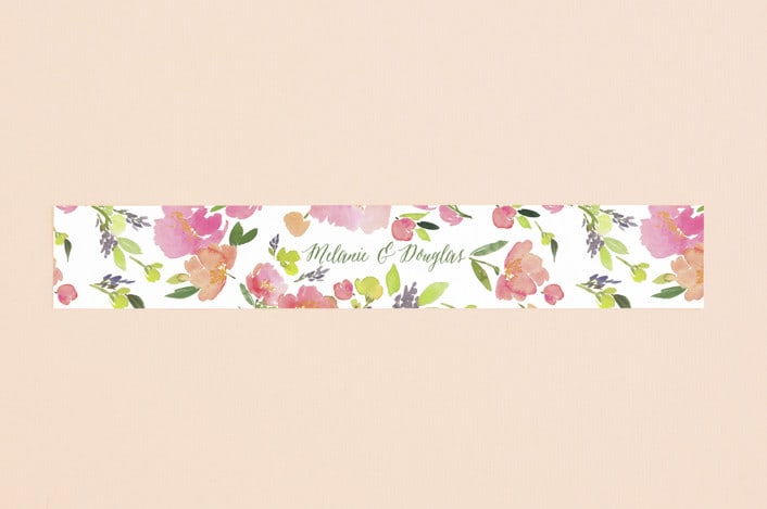 "Watercolor Floral" - Belly Bands in Olive by Yao Cheng Design - Assembled with Invitation