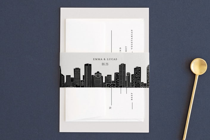 "Big City - Houston" - Belly Bands in Light Taupe by Hooray Creative - Assembled with Invitation
