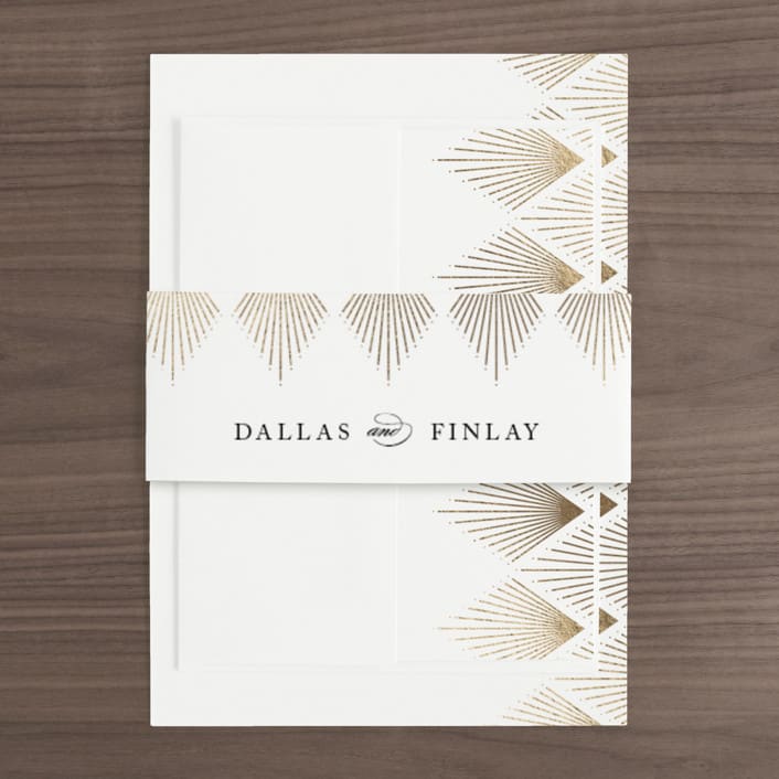 "Deco Fan Border" - Belly Bands in Snow by Kelly Schmidt - Assembled with Invitation