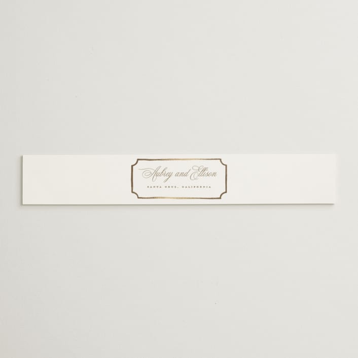 "Monogram in Leaves" - Belly Bands in Pearl by Leah Bisch - Assembled with Invitation