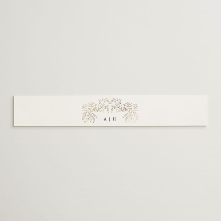 "Foil Botanical Frame" - Belly Bands in Taupe by Hannah Williams - Assembled with Invitation