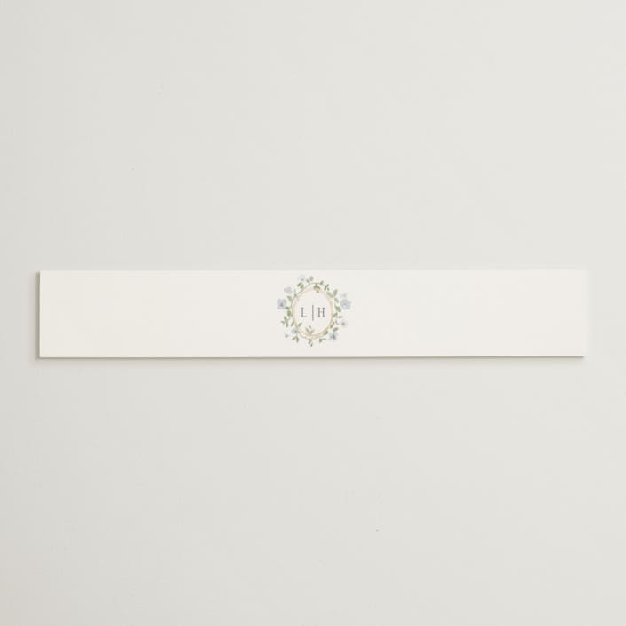 "Portico" - Belly Bands in Blue Bell by Everett Paper Goods - Assembled with Invitation