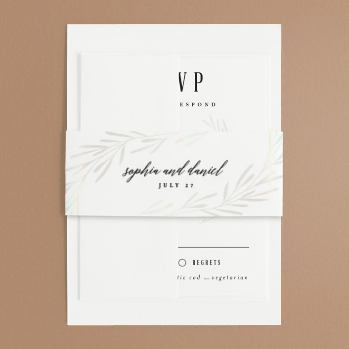 "Gilded Leaves" - Gloss-Press® Belly Bands in Classic White by Kelly Schmidt - Assembled with Invitation