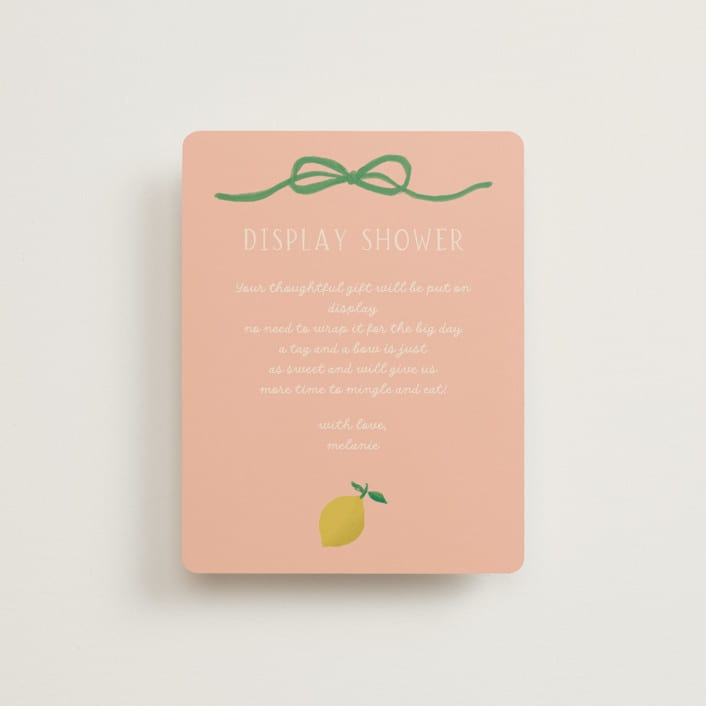 "Lemonade" - Bridal Shower Insert Cards in Strawberry Matcha by Vera Lim - Front