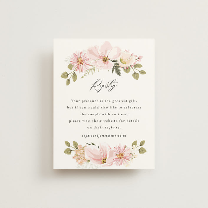 "Floral Arch" - Bridal Shower Insert Cards in Blush by Susan Moyal - Front