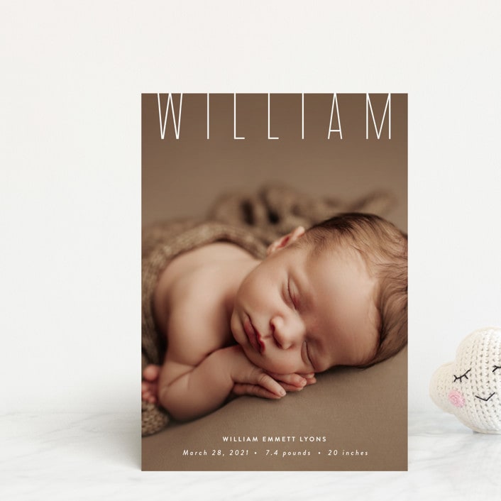 "Skyline" - Birth Announcements in Pearl by Sara Hicks Malone - Front