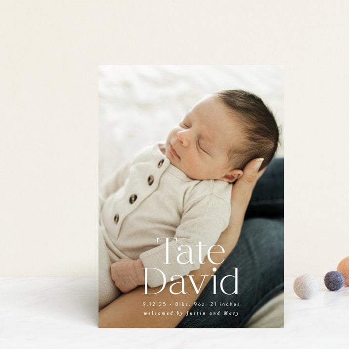 "Stacked Name" - Birth Announcements in Cloud by Alethea and Ruth - Front