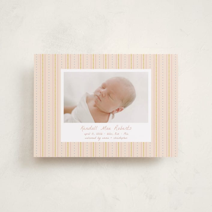 "patterned stripes" - Birth Announcements in Blush by Ellen Schlegelmilch - Front