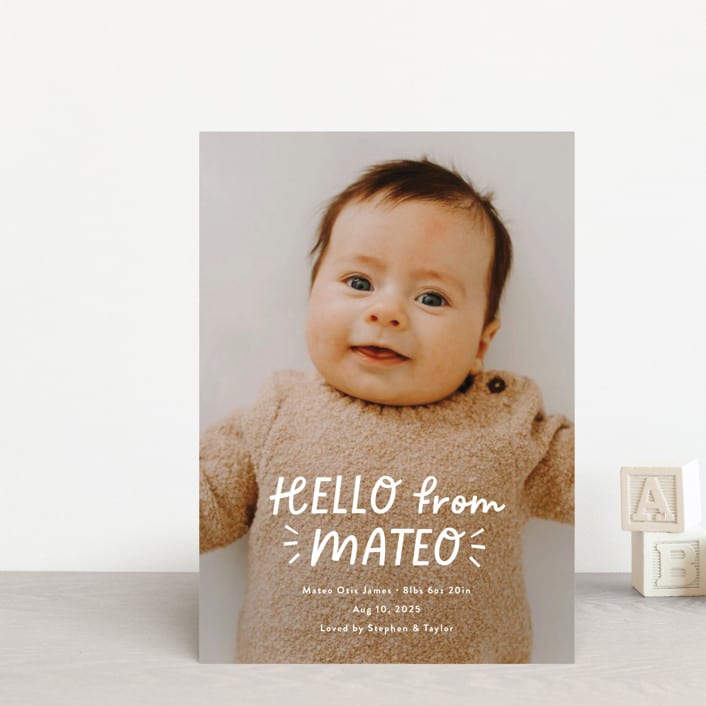 "Fun Hello" - Birth Announcements in Cloud by Jackie Crawford - Front