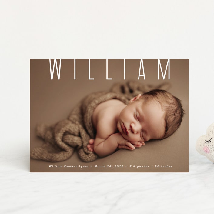 "Skyline" - Birth Announcements in Pearl by Sara Hicks Malone - Front