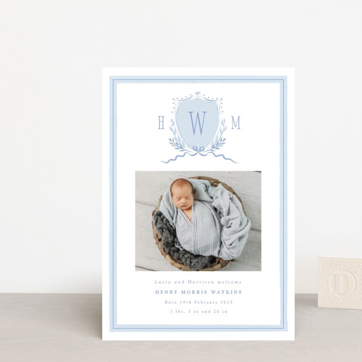 "Crest" - Birth Announcements in Sky by Corinne Malesic - Front