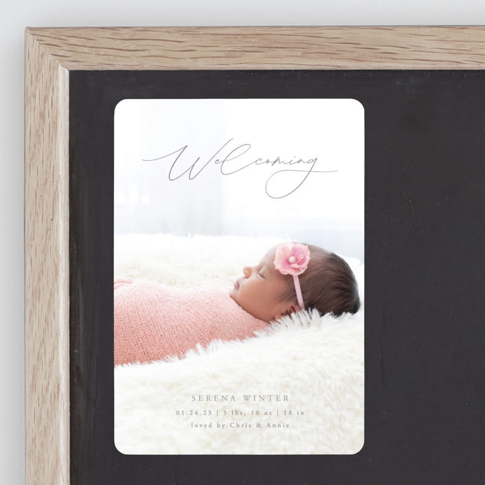 "Delightful Welcome" - Birth Announcements in Gravel by Olivia Raufman - Front