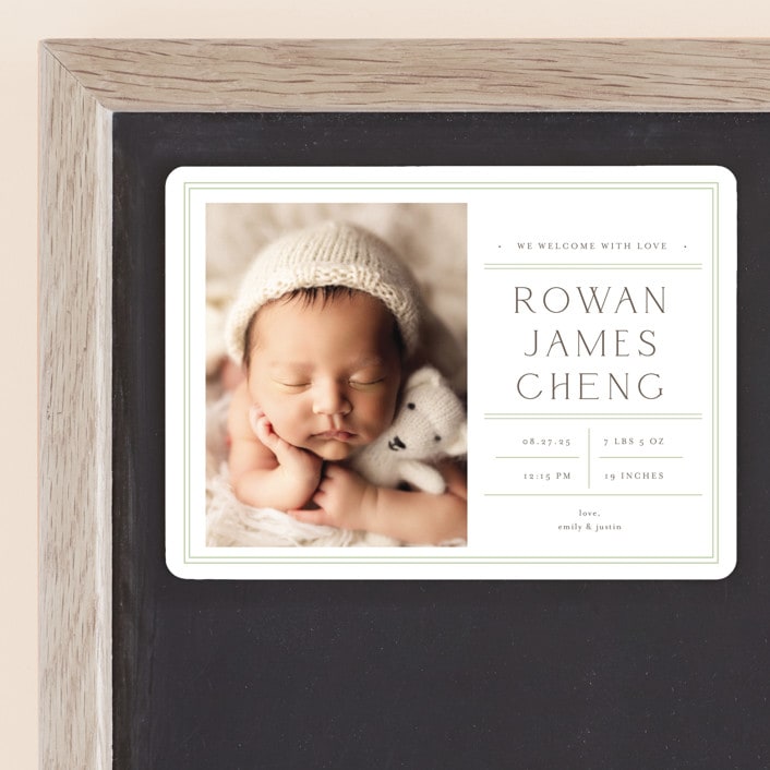 "Birth Stats Label" - Birth Announcements in Lime by Shirley Lin Schneider - Front