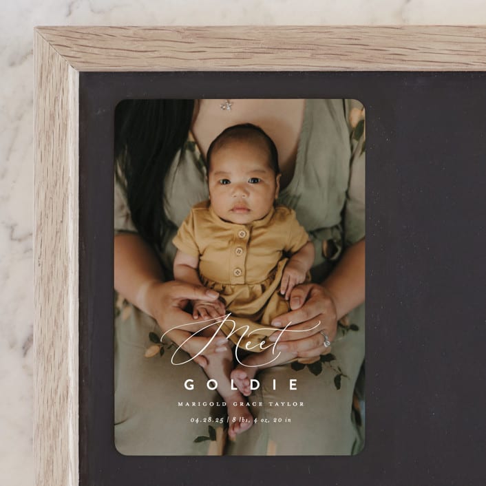 "Modern Meet" - Birth Announcements in Linen by Erica Krystek - Front