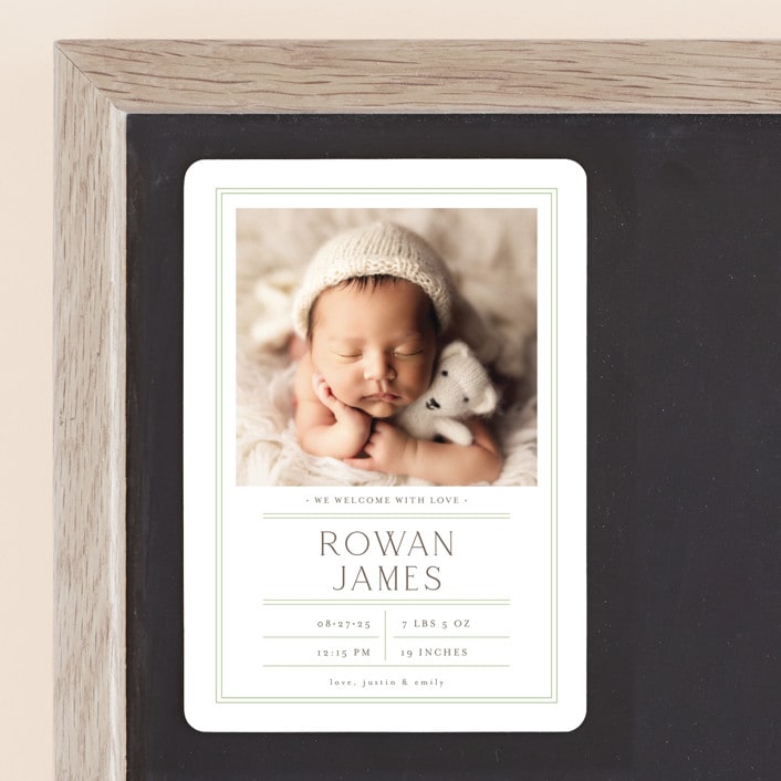 "Birth Stats Label" - Birth Announcements in Lime by Shirley Lin Schneider - Front