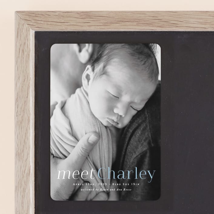 "Meet Charley" - Birth Announcements in Sky Blue by Hooray Creative - Front