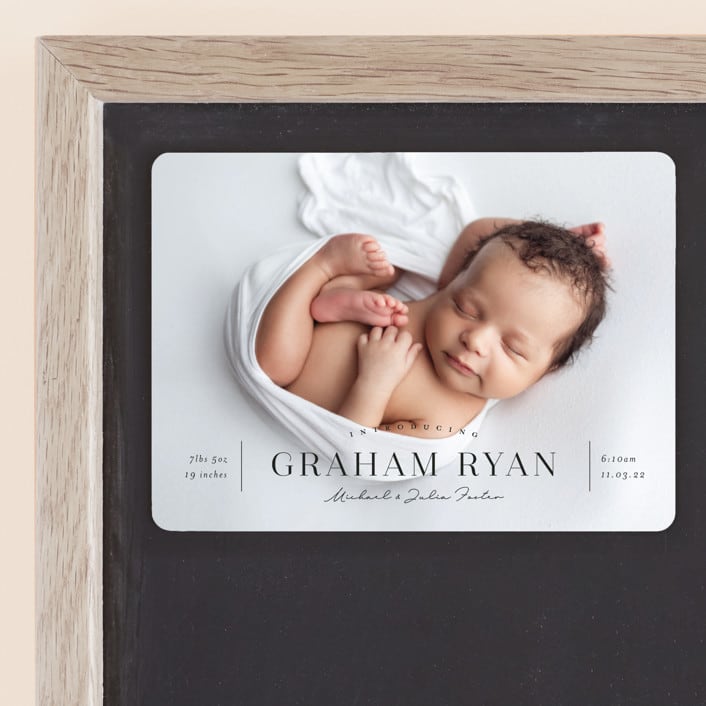 "On Top" - Birth Announcements in Onyx by Michelle Taylor - Front