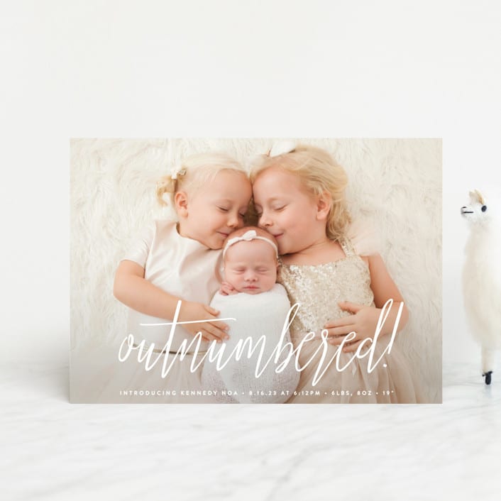 "Outnumbered" - Birth Announcements in Snow by Olivia Raufman - Front