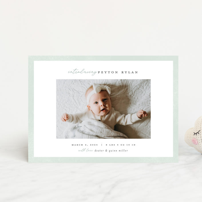"Story" - Birth Announcements in Sea Salt by Pixel and Hank - Front