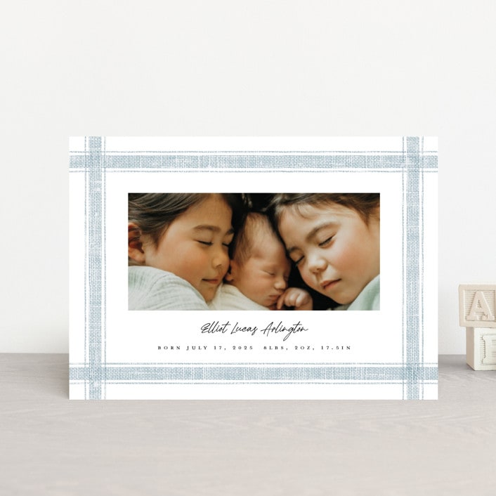 "Beach Linen" - Birth Announcements in Cloud by Kelly Schmidt - Front