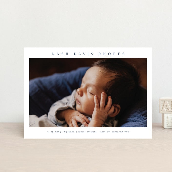 "Simple name" - Birth Announcements in Cobalt by Stacey Meacham - Front