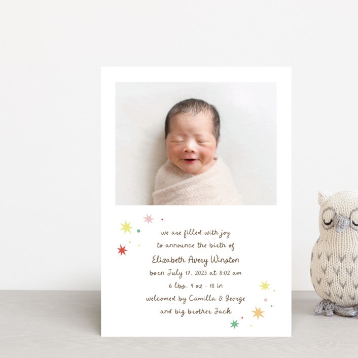 "Constellation" - Birth Announcements in Strawberry by Megan Davis - Front