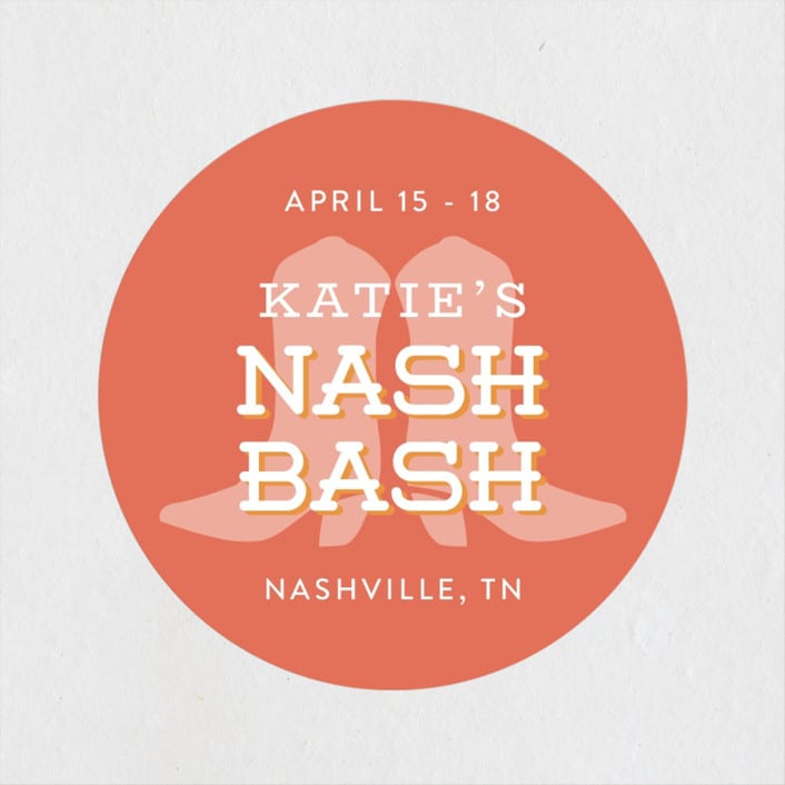 "Nash Bash" - Wedding Favor Stickers in Coral by Cindy Reynolds - Front