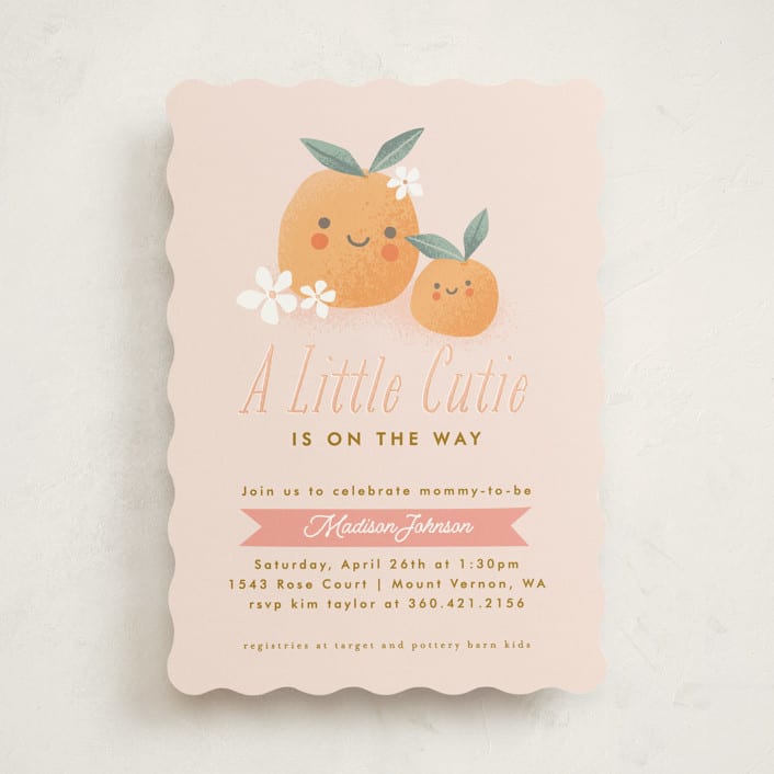 "little cutie oranges" - Baby Shower Invitations in Peach by Karidy Walker - Front
