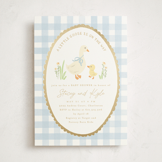 "Vintage goose" - Baby Shower Invitations in Sky by Creo Study - Front