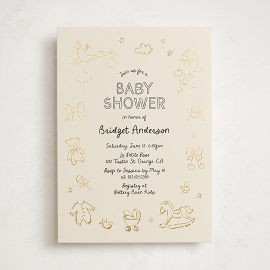 "Bundle of Joy Sketches" - Baby Shower Invitations in Onyx by Cass Loh - Front
