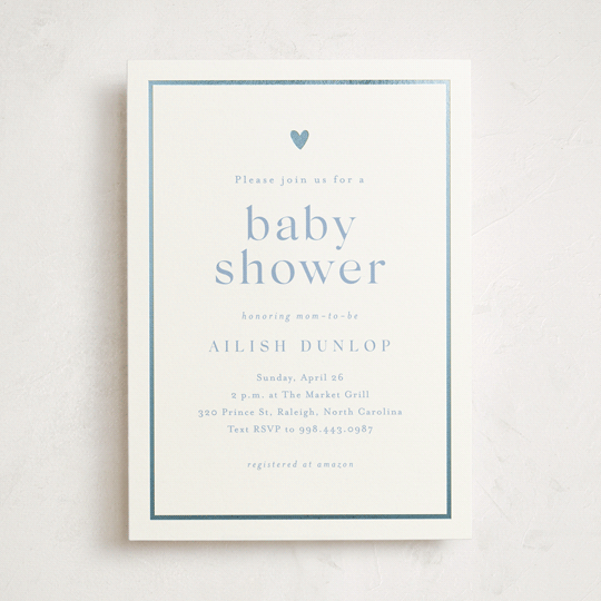 "Heartbeat" - Baby Shower Invitations in Provincial Blue by Stacey Meacham - Front