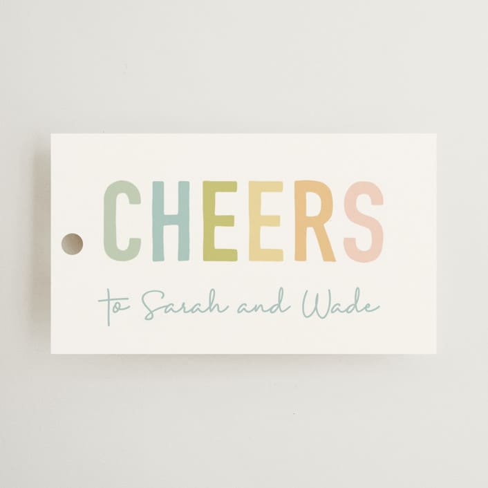 "Cheers And Beers" - Bridal Shower Favor Tags in Rainbow by Sara Hicks Malone - Front