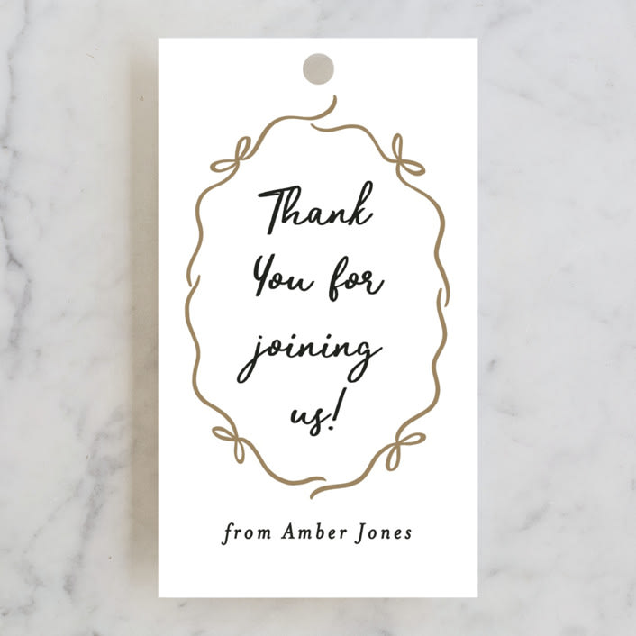 "Casual bows" - Bridal Shower Favor Tags in Snow by Alethea and Ruth - Front