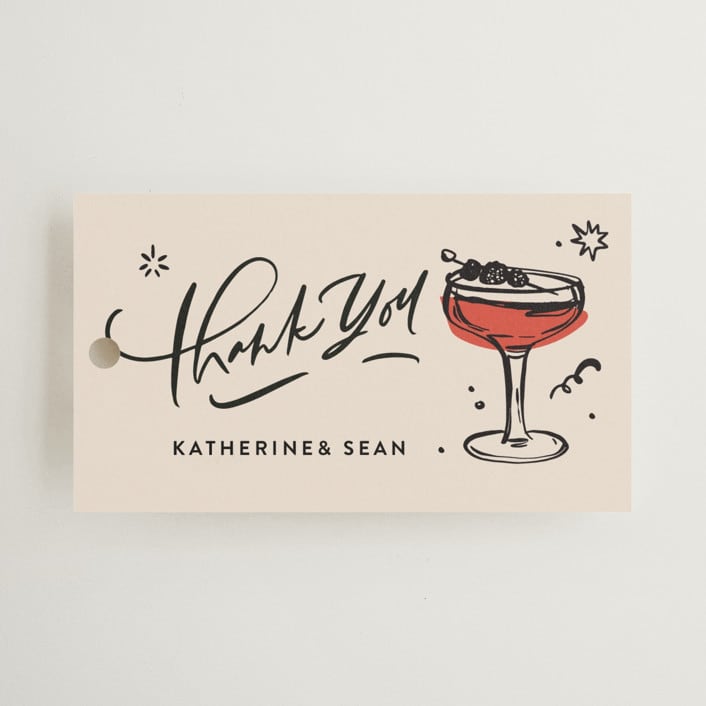 "cheers to a happy couple" - Bridal Shower Favor Tags in Creme by Anastasia Makarova - Front