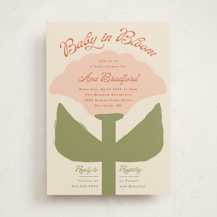 "Tulip" - Baby Shower Invitations in Peony by Lisa McLean - Front