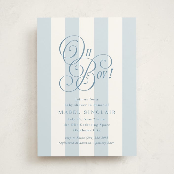 "Oh Boy!" - Baby Shower Invitations in Bluebonnet by Laura Hankins - Front