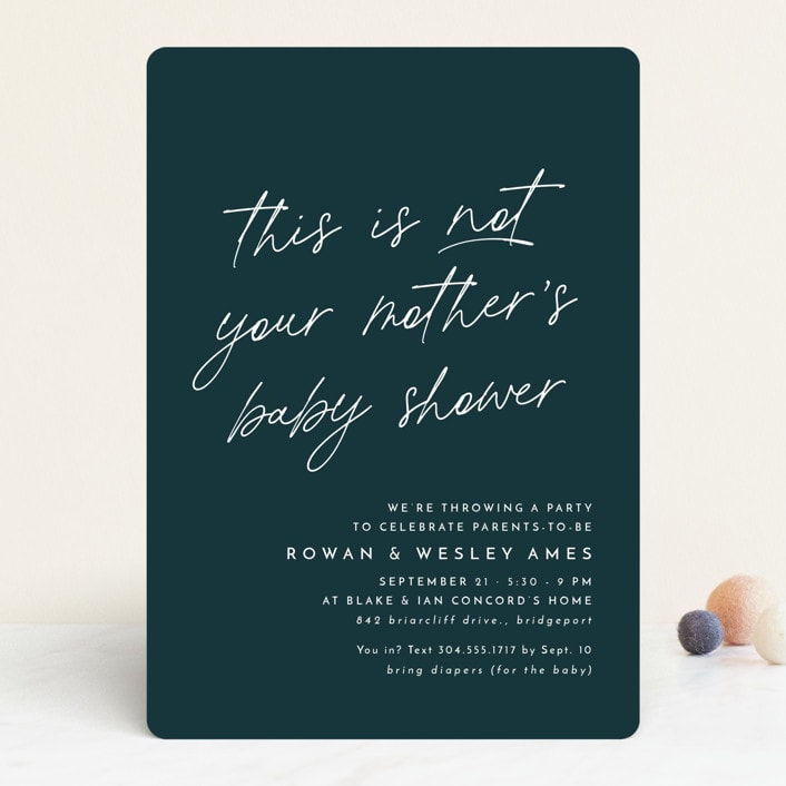 "Like a shower but cooler" - Baby Shower Invitations in Spruce by Lea Delaveris - Front