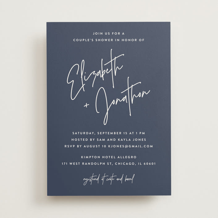 "Marked" - Bridal Shower Invitations in Navy by JoAnn Jinks - Front