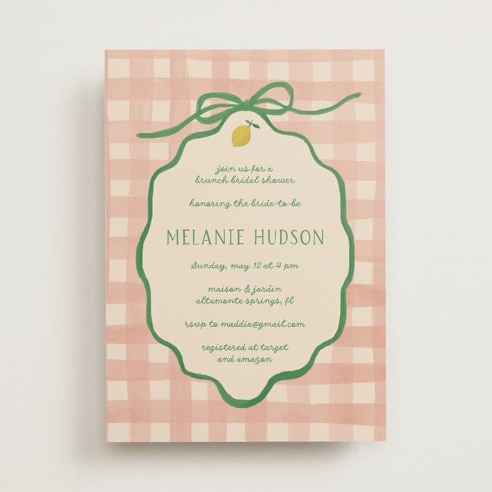 "Lemonade" - Bridal Shower Invitations in Strawberry Matcha by Vera Lim - Front